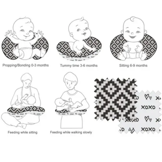 Bacati - 3 pc Love Aztec Print Black Hugster Feeding & Infant Support Nursing Pillow image {4}