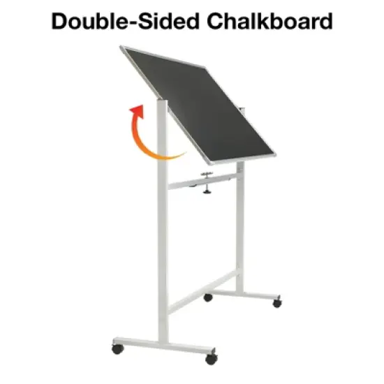 Excello Global Products Reversible Chalkboard on Wheels - 48"x32" (White Frame) image {2}