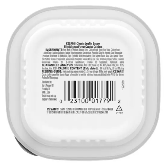 Cesar Steak, Beef, Gravy and Red Meat Flavor Classic Loaf in Sauce Small Breed Wet Dog Food - 3.5oz image {1}