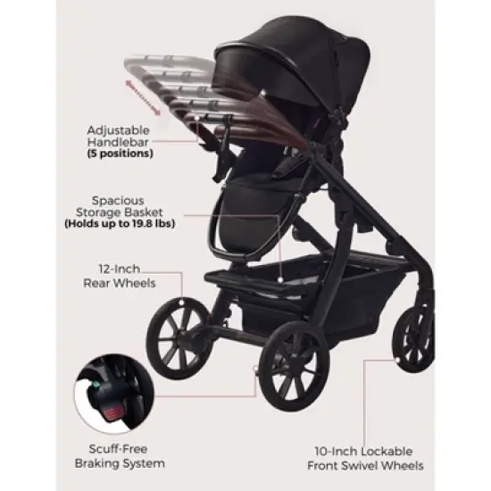 Momcozy ChangeGo Baby Stroller - Black image {5}