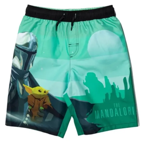 Star Wars The Mandalorian Star Wars The Child Millennium Falcon X-Wing Swim Trunks Bathing Suit Little Kid to Big Kid image {8}