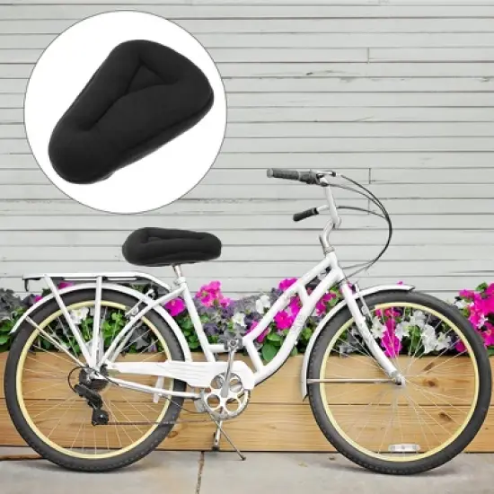 Unique Bargains Bike Bicycle Thickened Saddle Seat Cover Comfort Pad Padded Soft Cushion Plush Black image {2}