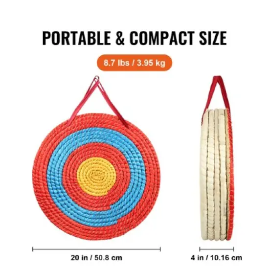 VEVOR Archery Target, 5 Layers 20" Arrow Target, Traditional Solid Straw Round Archery Target Shooting Bow, Hand-Made Arrows Target image {2}