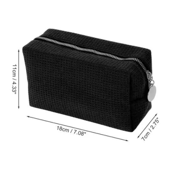 Unique Bargains Waffle Plaid Pattern Makeup Bag for Travel 1 Pc image {1}
