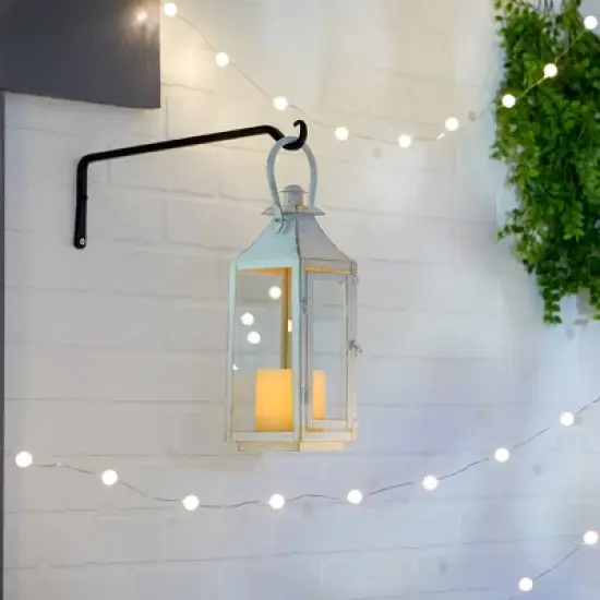 12" Iron Traditional Outdoor Lantern White - Zingz & Thingz image {4}