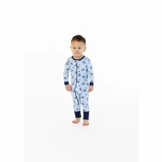 Sleep On It Infant Boys Tug Boat Zip-Front Coverall Pajama image {1}