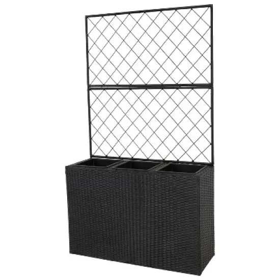 Sunnydaze 3-Section Wicker Planter Box with Trellis for Indoor or Outdoor Use - Black image {6}