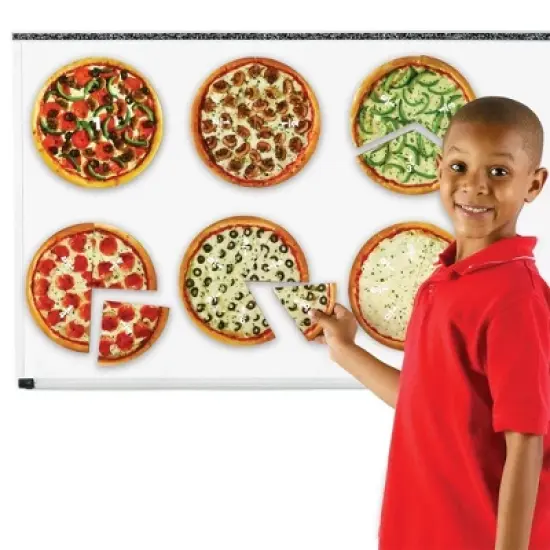 Learning Resources Magnetic Pizza Fractions, Fraction Games for Kids, 24 Pieces, Ages 6+ image {1}
