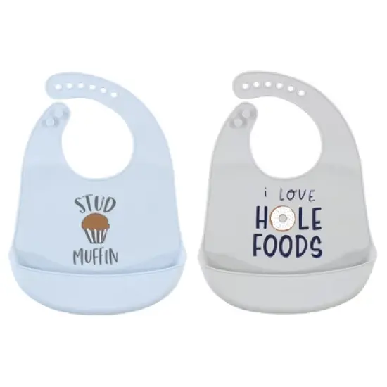 Hudson Baby Infant Boy Silicone Bibs 2pk, Stud Muffin 2-Pack, One Size image {1}