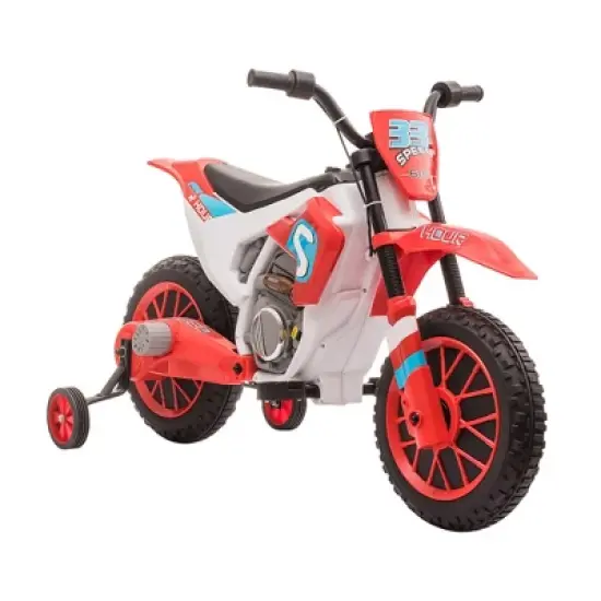 Aosom 12V Kids Motorcycle Dirt Bike Electric Battery-Powered Ride-On Toy Off-road Street Bike with Charging Battery, Training Wheels Blue image {8}