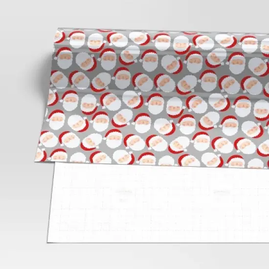 30&rdquo; 25 sq ft Christmas Roll Wrap Light Skin Tone Santa on Silver - Wondershop&trade; image {2}