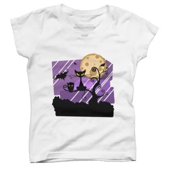Girl's Design By Humans Night Halloween moon By ChadiElHanchi T-Shirt image {4}