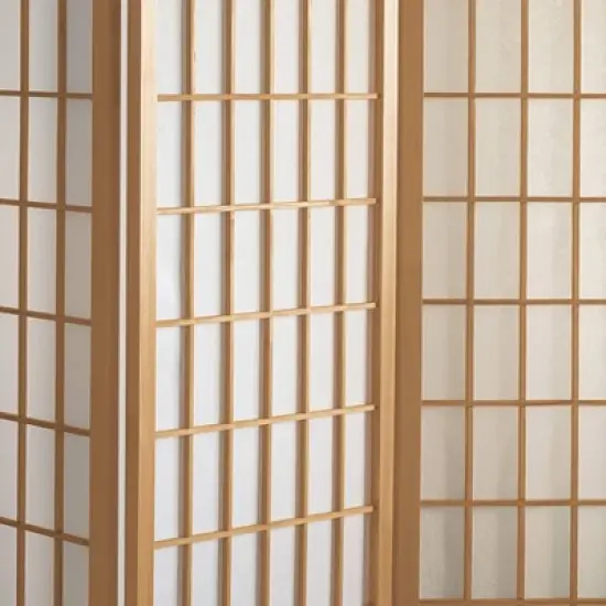 5 ft. Tall Window Pane Shoji Screen - Natural (4 Panels) image {1}