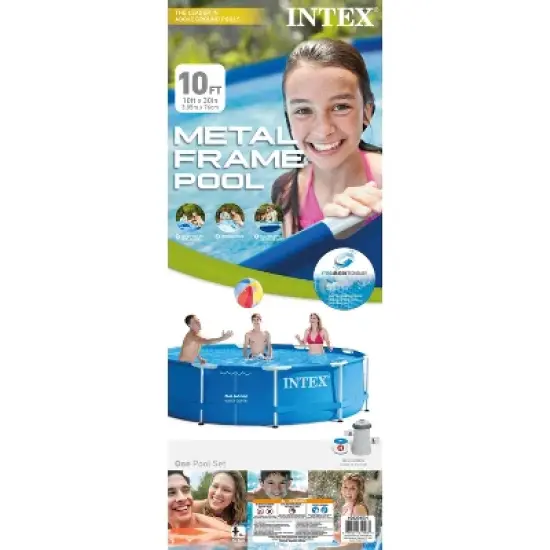 Intex 10ft x 30in Metal Frame Above Ground Swimming Pool Set with Filter Pump image {3}
