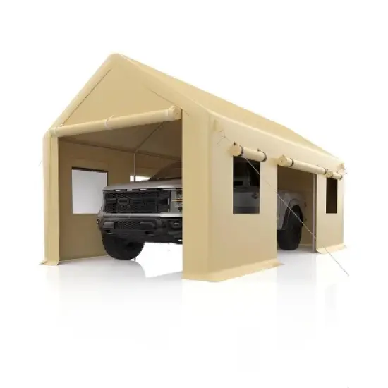 Extra Heavy Duty Carport Sidewalls, PE Waterproof & UV-Resistant Fabric Panels, Universal Fit for 10x20 and 13x20 Foot Carport Frames image {5}