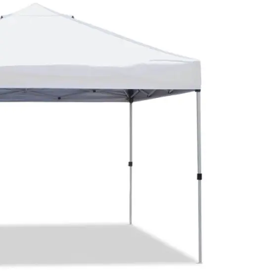 Z-Shade 10 x 10 Foot Straight Leg Outdoor Pop Up Canopy Tent with 3 Adjustable Heights and Z-Shade Heavy Duty Wrap Around Leg Weight Bags, White image {3}