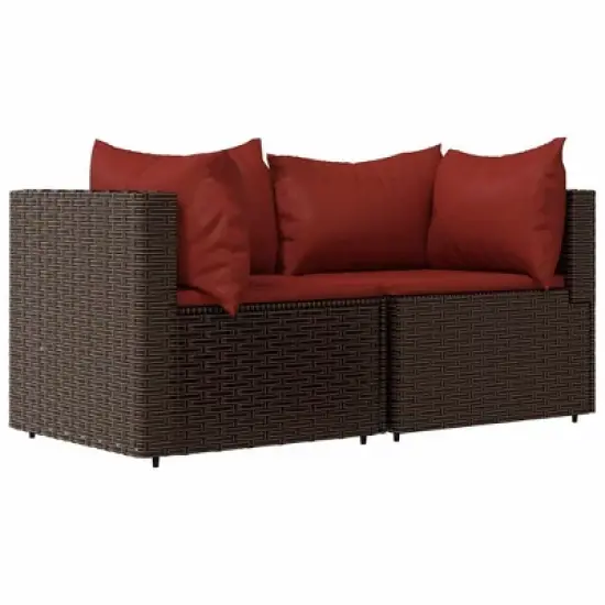 vidaXL Patio Lounge Set Brown Poly Rattan Compact Adjustable Feet image {2}
