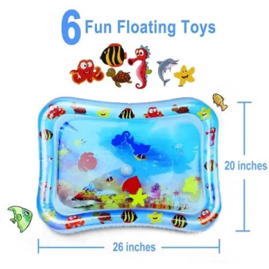 LotFancy Tummy Time Water Mat with Gift Box for Infants Toddlers Baby 3 Months+, 26x20 in image {4}