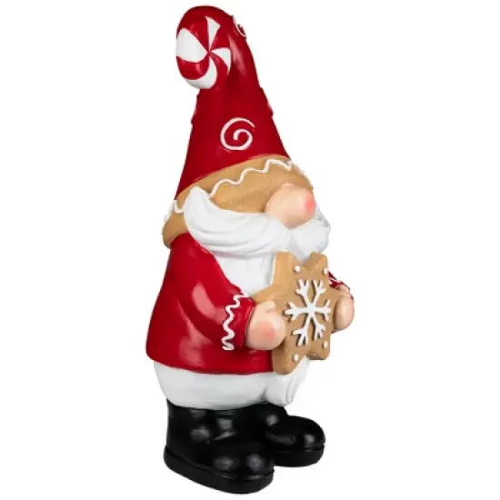 Northlight Gnome Holding Gingerbread Snowflake Cookie Christmas Decoration - 11.5" - Red image {2}