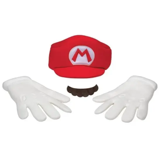 Nintendo Super Mario Adult Elevated Halloween Accessory Kit Mario One Size Fits Most: Nintendo Men's Costume Accessories Set image {1}