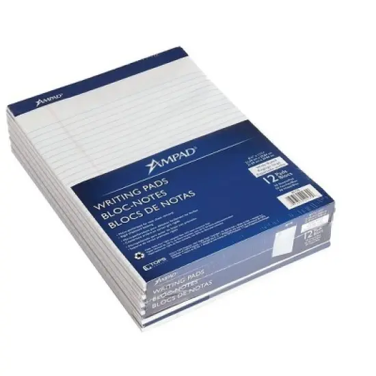 Ampad Recycled Writing Pads 8 1/2 x 11 3/4 White 50 Sheets Dozen 20170 image {2}