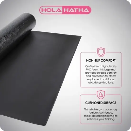 HolaHatha Lightweight Padded Exercise Yoga Mat, Non Slip Thick Foam Foldable Pad for Stretching and Workout Activity, 79 x 35.5" Medium, Grey image {3}