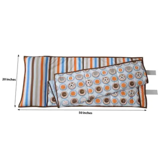 Bacati - Mod Sports Blue Orange Beige Brown Toddler Nap Mat image {2}