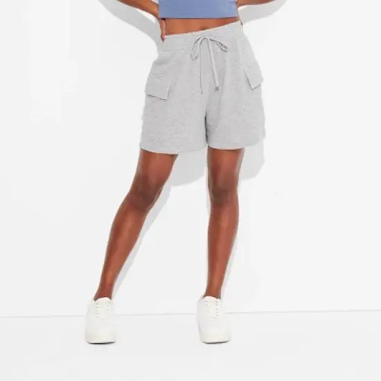 Women's Mid-Rise Cargo Sweat Shorts - Wild Fable&trade; image {1}