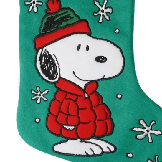 Snoopy in Puffer Jacket Embroidered Christmas Stocking image {1}