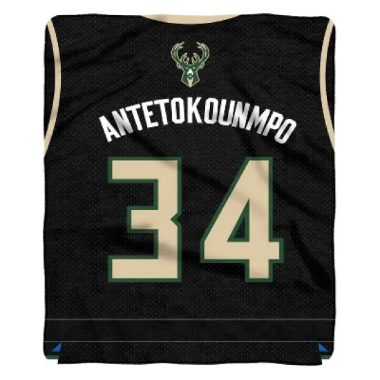 Sleep Squad Milwaukee Bucks Giannis Antetokounmpo 60 x 80 Rachel Plush Jersey Blanket image {1}