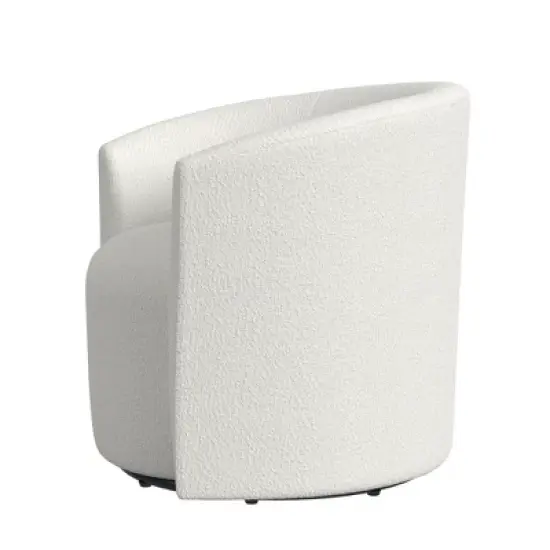 HomePop Upholstered Boucle Barrel Back Swivel Chair Cream: Polyester, Metal Frame, No Assembly Required image {2}