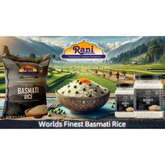 Silver White Basmati Rice Extra Long - 320oz (20lbs) Cloth Bag - Rani Brand Authentic Indian Products image {3}