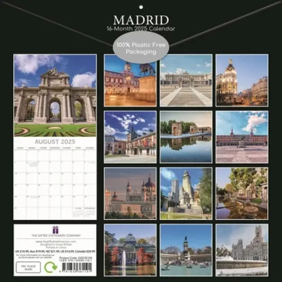 The Gifted Stationery 2025 Square Wall Calendar, Madrid, 16-Month Passport Collection Theme with 180 Reminder Stickers(12x12 In) image {3}