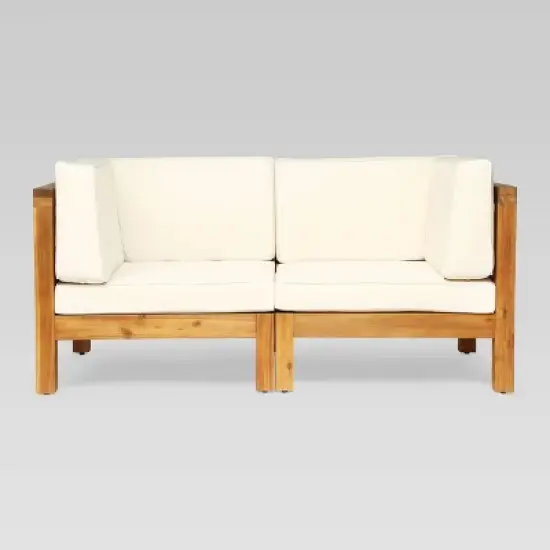 Oana 2pc Acacia Wood Modular Loveseat - Christopher Knight Home
 image {5}