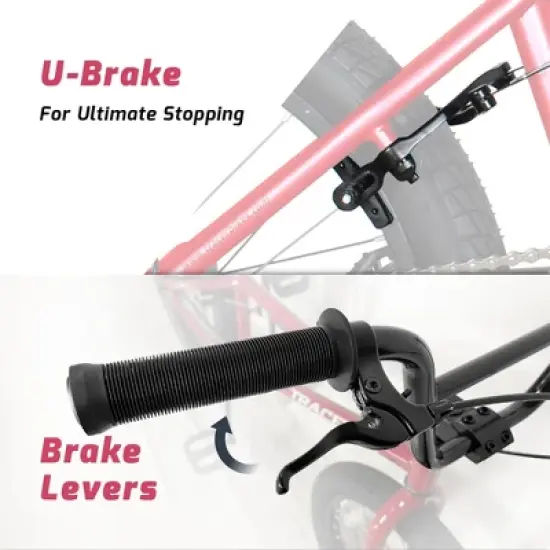 TRACER Edge 3.0 20 Inch Hi-Ten Steel Framed Freestyle BMX Beginners Bike for Child or Adult Riders 5 Feet to 6 Feet 2 Inches Tall, Matte Red image {4}