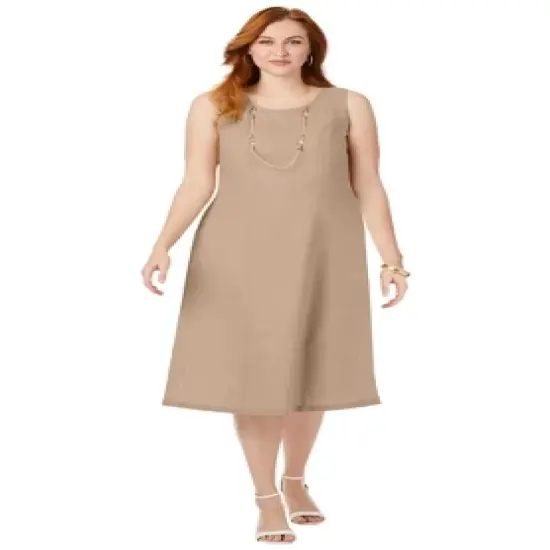 Jessica London Women&rsquo;s Plus Size Linen Fit & Flare Dress image {3}
