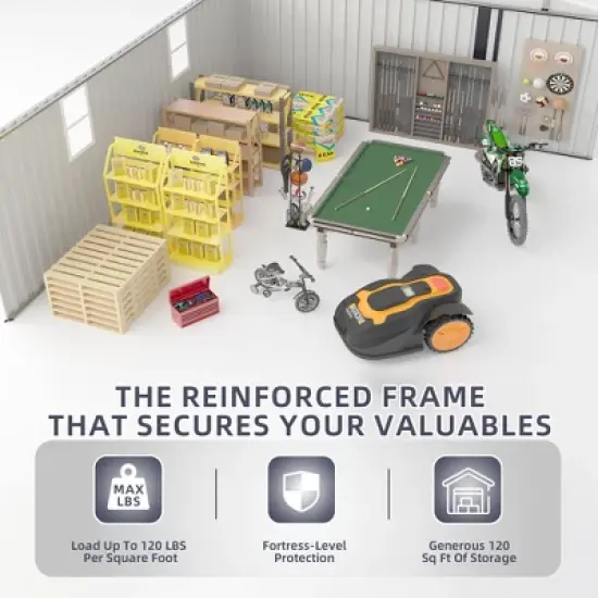 12x10 FT Outdoor Storage Shed, Metal Shed with Two Windows and 4 Vents, Lockable Sliding Double Door Outdoor Tool Sheds image {2}