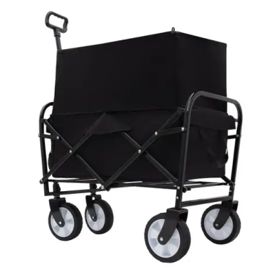 CAVINAS Expandable Folding Wagon for Camping,Shopping Cart with Dual-Layer Storage,All Terrain Beach Wagons for Camping Shopping image {3}