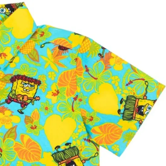 SpongeBob SquarePants Short Sleeve Button Down Shirt Blue image {5}