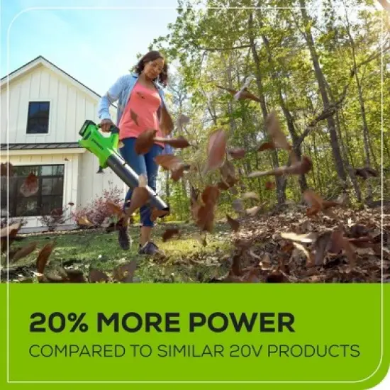 Greenworks POWERALL 24V 2Ah Cordless 320FM / 90MPH Axial Leaf Blower Kit with Battery and Charger Included image {3}
