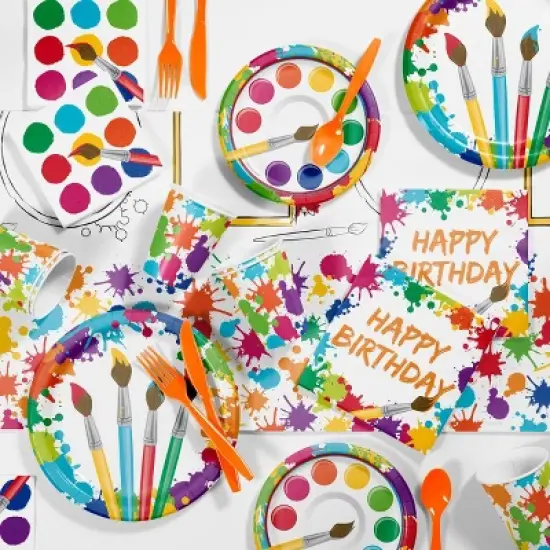 24ct Art Party Paper Plates Red image {2}