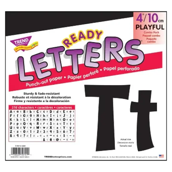 TREND Black 4-Inch Playful Uppercase/Lowercase Combo Pack (EN/SP) Ready Letters&reg; image {4}