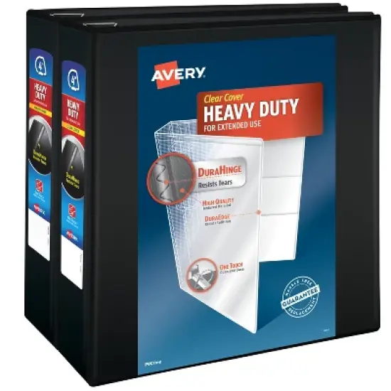 Avery Heavy-Duty View 3 Ring Binders, 4" One Touch Slant Rings, 2 Black Binders (79874) image {9}