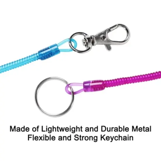Unique Bargains Tri Colors Plastic Spiral Spring Coiled Lanyard Lobster Clasp Clip Key Ring Chain 5.5" x 0.1" 1 Pc image {3}