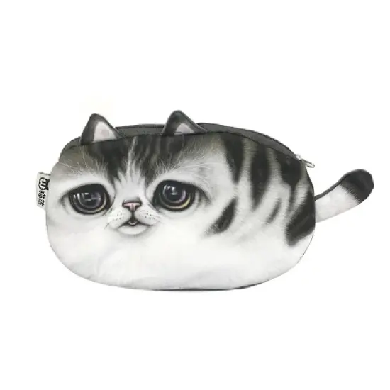 Wrapables Cat Face Cosmetic Pouch Pencil Case (Set of 2), Sad & Grumpy image {1}