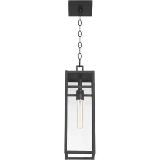 John Timberland San Lucas 19 1/2" High Modern Outdoor Pendant Light Fixture Ceiling Porch House Exterior Hanging Sand Black Metal Clear Glass Shade image {6}