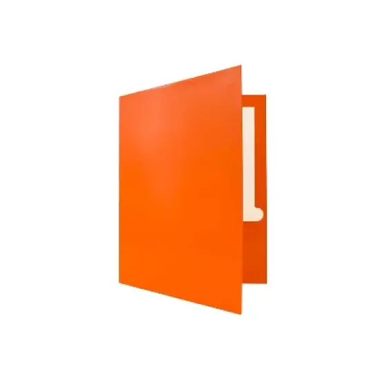 JAM Paper 2-Pocket Presentation Folders Orange Glossy 100/Box 385GORB image {3}
