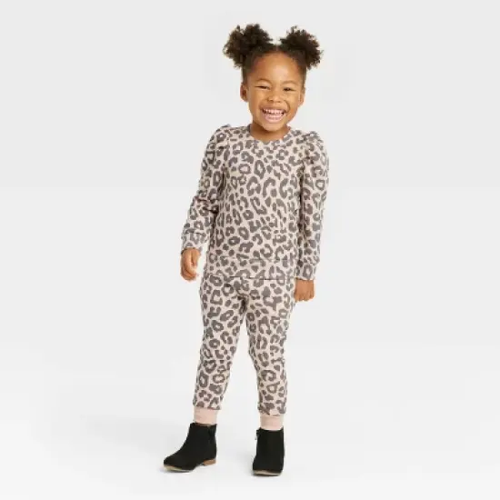 Grayson Mini Toddler Girls' Leopard Drawcord Jogger Pants - Brown 3T image {2}