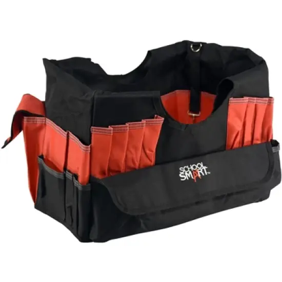 School Smart Caddy Organizer with 43 Pockets, Medium, 14 x 12 x 12 Inches, Black/Red image {6}