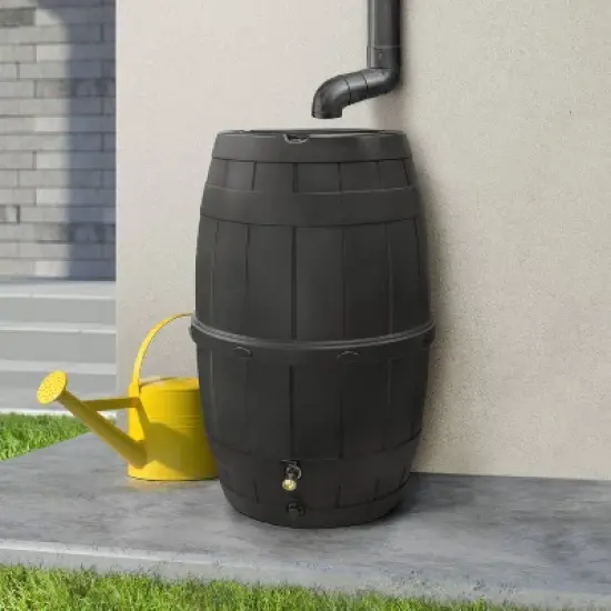 Multy Home LP 39gal Recycled Material Rain Barrel Black with Rust Proof Brass Spigot image {1}